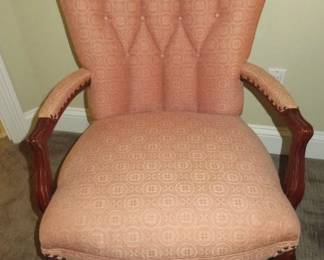 Antique Pink Upholstery/Wood Armchair  