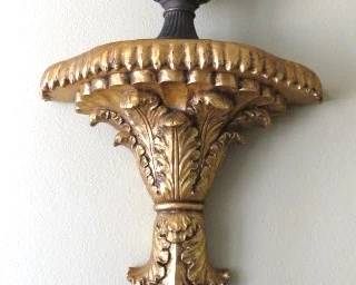 Pair Ornate Gold Gilt Architectural Corbel Wall Shelf Sconce