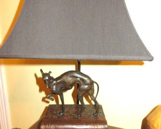 Whippet Greyhound on Books Table Lamp