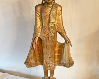 Burmese Mandalay standing gold Buddha statue, 15"W x 38"H, was $375, NOW $225