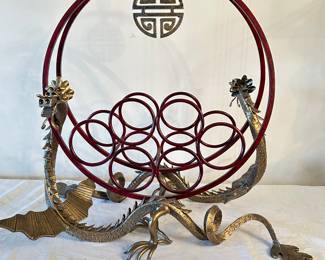 Heavy Brass Dragon Wine Bottle holder, 26"W x 26"H x 16"D, was $275, NOW $175
