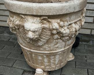 Vtg Regency Concrete Lions head with feet planter, 24"D x 23"H, was $295, NOW $175