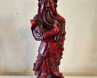 Guan Yu Wooden Carved Red Statue, 8"W x 24"H x 7"D, was $115, NOW $95