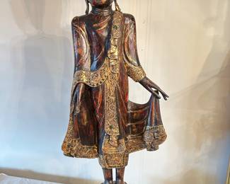 Burmese wood carved Guan Yin, 18"W x 43"H x 9"D, was $395, NOW $225