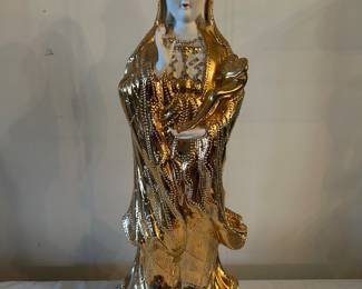 Tall Kwan Yi gold porcelain statue, 9"W x 28"H x 6"D, was $125, NOW, $85