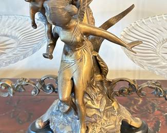 Additional closeup view of Brass Angel Statue, Plate and Vase decorative, By Castilian Trading ~