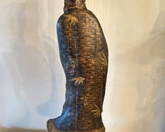 Additional back view of Antique Chinese Wood Carved Guanyin Figure ~
