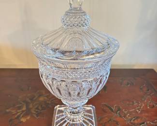 Vtg Irish Shannon Crystal Lidded Urn, 15"H, was $75, NOW $45