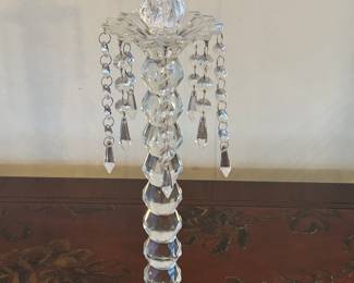 Single Crystal Chandelier Candlestick w/mirrored base, 15"H, was $40, NOW $32