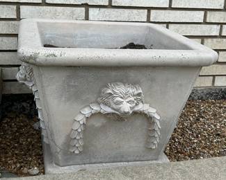 Pair of Square Concrete Lion planters, 26" x 26" x 20"H, $550