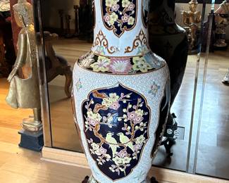 Additional view of Tall Asian Floor Vase with 4 different sides ~