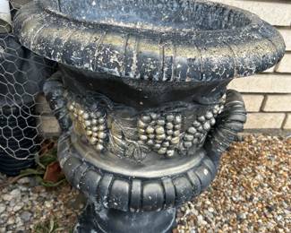 Pair of Black concrete urn planters, 18"D x 20"H, was $295, NOW $175