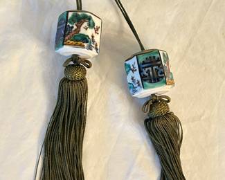 Japanese Kutani Ware Hanging Scroll Weights ceramic tassel, was $15, NW $10