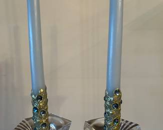 Additional closeup of ornate blue candles ~