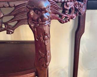 Additional view of carving on Rosewood console table ~