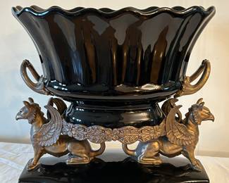 Wong Lee Black Porcelain & Bronze Griffin Bowl, 15"W x 14"H x 9"W, was $395, NOW $195