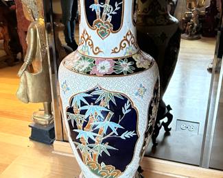 Additional view of Tall Asian Floor Vase with 4 different sides ~