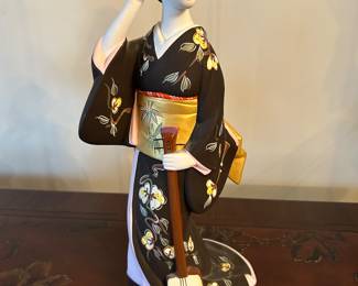 Hamilton Collection Songs Of The Seasons, Hakat Doll Figurine, "Black Winter Song Maiden"(small chip on head) 8"W x 16"H, was $30, NOW $20