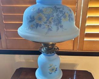 Vintage Satin Blue Hurricane Quoizel Table Lamp, 15"W x 27"H, was $85, NOW $50