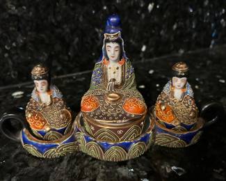 Nipon Hand painted Buddha Figurine Incense Burner with 2 side incense burners, was $95, NOW $50