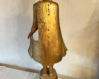 Rear view of Burmese Mandalay standing gold Buddha statue~