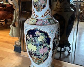 Additional view of Tall Asian Floor Vase with 4 different sides ~