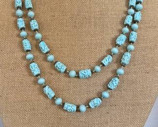 Vintage Italy Blown Glass Long Necklace Earrings