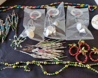 Antique Glass Garlands, Icicles, Foil Bell 