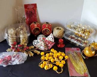 Vintage Gold Red Xmas Ornaments