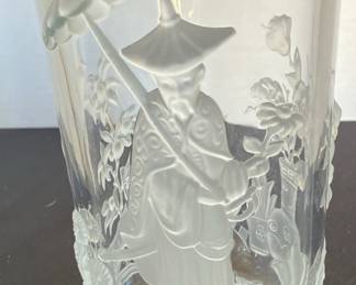 Asian Scene Verlys Crystal Vase