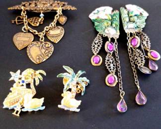 Kirks Folly Signed Palm Tree Pins 