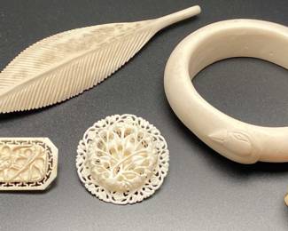 Vintage Antique Carved Bone Jewelry 
