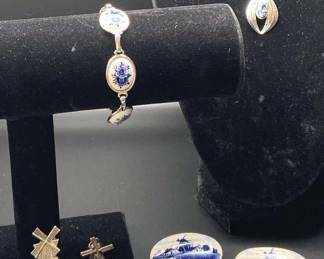 Delft Blue White Jewelry Collection, Sterling 