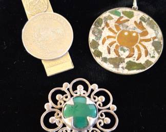 Mexican Silver Moneyclip, Pin, Pendant
