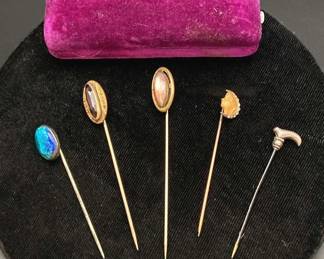 Antique Stickpins, Amethyst Mother of Pearl