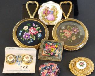 Vintage Black Needlepoint Mirrors