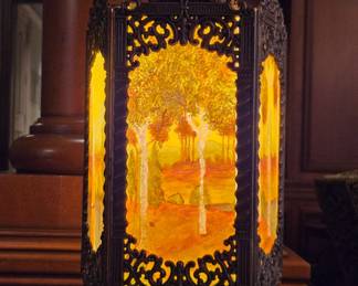 Antique Swag Lamp with 5 Hand-Painted Panels $345 or bid #138