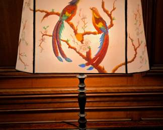 Antique Hand-Painted Glass Shade Lamp $415 or bid #140
