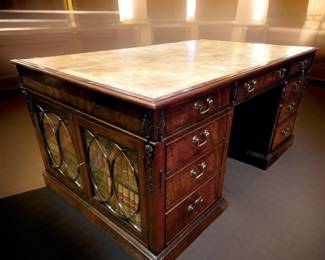 Leather Top Mahogany Partner's Desk ONLY $595 or bid #167
