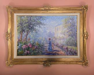 RENE BIEGLER oil on canvas "Flowers for a Child" $1,495 or bid #81