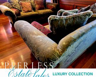 Two Traditional Embossed Velvet Sofas by FLAIR Furniture Co. $1,295 each or bid #124 and #125
DELIVERY is INCLUDED with FULL PRICE PURCHASE