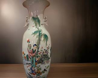 Antique Qing Dynasty Famille Rose White Porcelain Vase $495 or bid #152