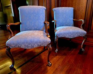 Pair English Queen Anne style Cherry Arm Chairs $450 or bid #6