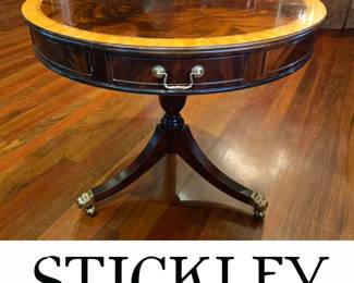 STICKLEY Inlaid Mahogany Federal Style Drum Table bid #101