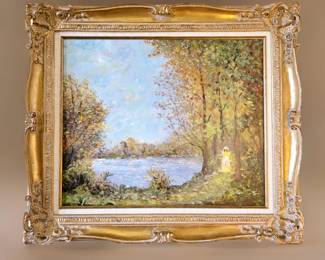 MARTIN JEWELL, listed artist, Woman in Yellow Hat on the River bid #46