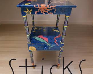 Whimsical Aquatic Hand-Painted Bedside Table from STICKS Gallery bid #62