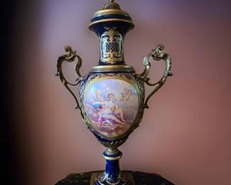 Hand-painted Antique Lidded Urn $1,250 or bid #109