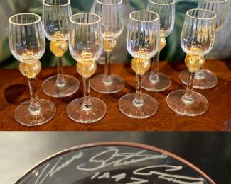 Artist-Signed Set of 8 Hand-Blown Cordials