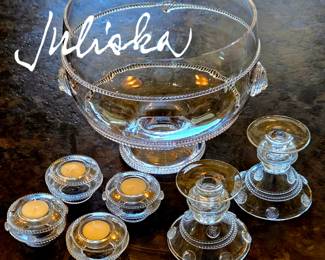 Jaliska Hand-Blown Glass Center Bowl $239 or bid #22
Pair Candle Stands $69 or bid #23