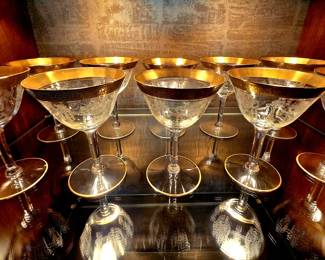 Vintage Minton Tiffin Etched Crystal Stems bid #17